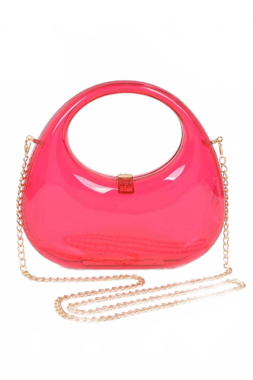 NEW 3AM BY H&D ACCESSORIES women's transparent acrylic clutch bag in fuchsia